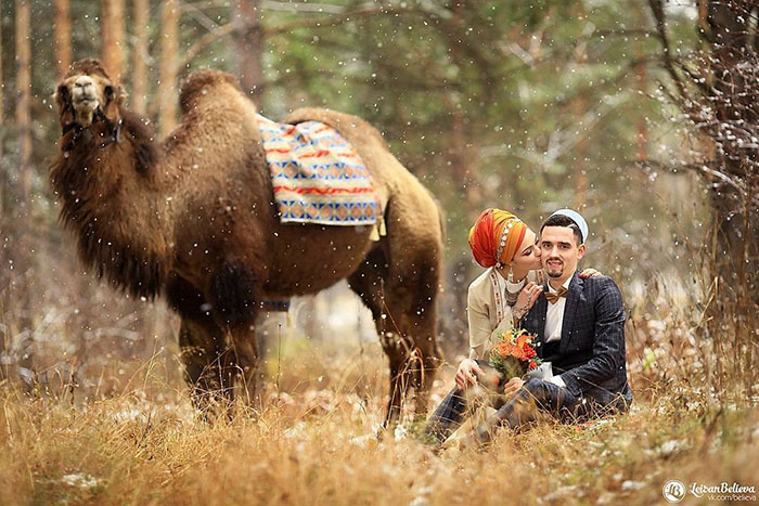 Никах в восточном стиле с верблюдом устроили молодожены в Татарстане (ФОТО)